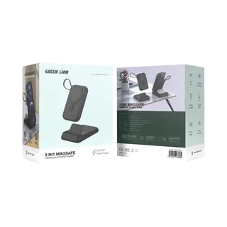Green Lion 3 IN 1 Magsafe 10000mAh Power Bank Black